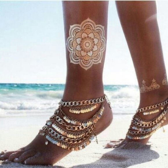 3 sheets Golden White Temporary Tattoo - Picture 14 of 16